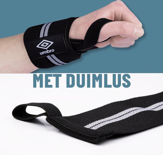 Poignets Umbro - 2 pièces - Pour le fitness, le crossfit et la musculation - Blanc/Noir