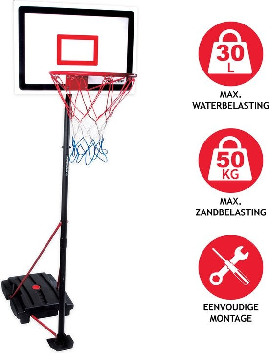 Dunlop Basketball Set - Junior playset - Hauteur réglable : 165 - 205 cm - Support de basket, ballon, pompe