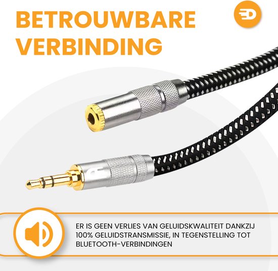 Drivv. Premium AUX Extension Cable - 2 mètres - Jack Male to 3.5 mm Female - Audio Extension Cable - Jack Extension Cable - Nylon