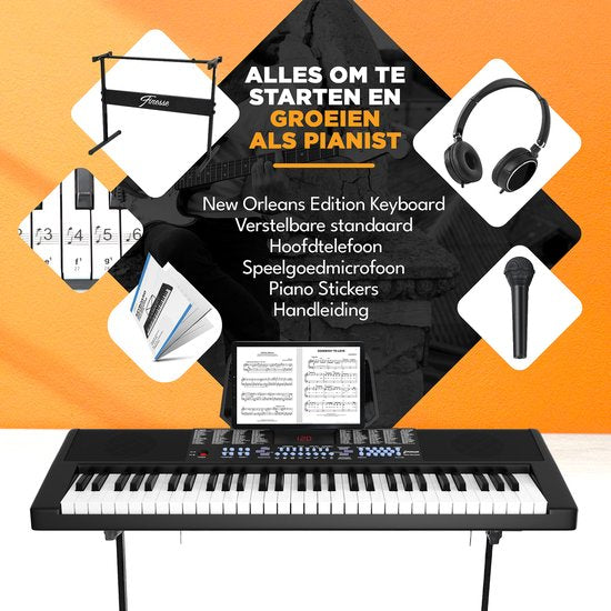 Finesse Keyboard Piano - Stand & Accessories - 61 touches - Digital Piano - Electric Piano - Child