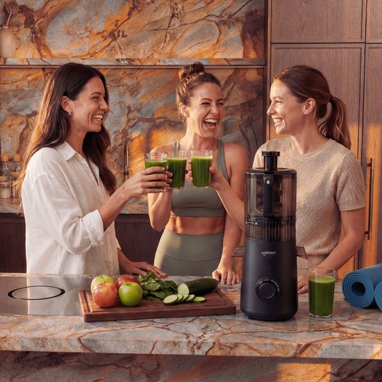 Safecourt Kitchen Slow Juicer XXL - moteur puissant [Technologie de pré-coupe et de pression à froid] - nettoyage facile - sans BPA - presse-agrumes Noir