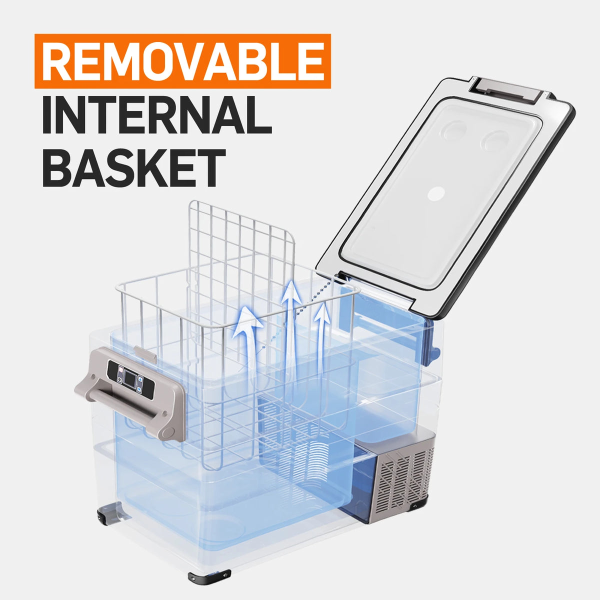 Glacière à compresseur Euhomy 49,4 litres - 2 compartiments - Réfrigération et congélation - de -20 à 20 °C - 12/24 V et 230 V - Commande via une application