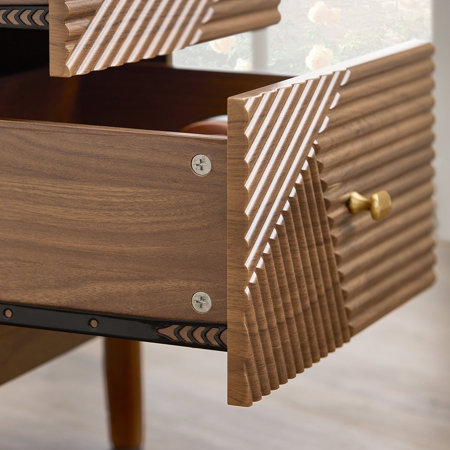 sobuy table de chevet vintage 2 tiroirs - marron - 45 × 40 × 58 cm