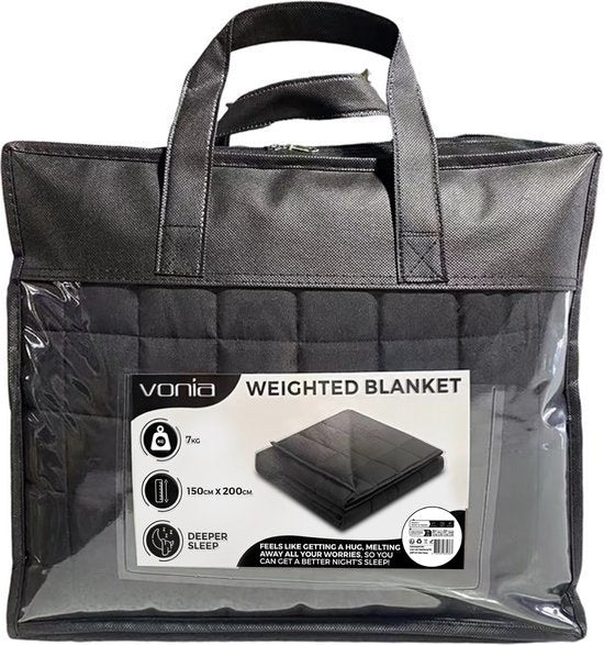 Vonia Couverture lestée 7 kg - Couverture lestée - 150 x 200 cm - Noir