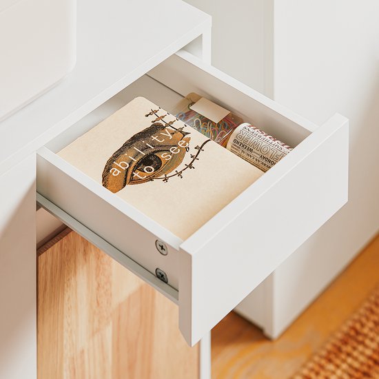 SoBuy ASK04-WN Table d'impression - Meuble pour imprimante en bois composite blanc