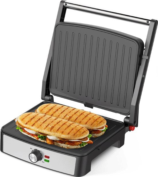 Kitchenwell Gril de contact - Appareil à griller - Appareil à toaster - Antiadhésif - Gril 3-en-1 -180 °C