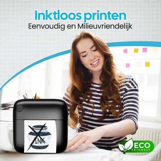 Gatson Mini Printer - Comprend 14 rouleaux de papier (autocollant, normal et couleur) + 5 stylos - Mini imprimante pour mobile - Imprimante de poche - Imprimante photo mobile