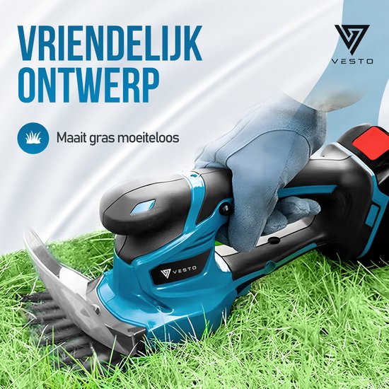 Vesto® Accu taille-haie - Lame de buis et d'herbe incluse - Taille-haie électrique - Sécateurs sans fil - Taille-haie