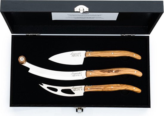 Ensemble de couteaux à fromage Laguiole Style de Vie Luxury Line - 3 pièces - Bois d'olivier