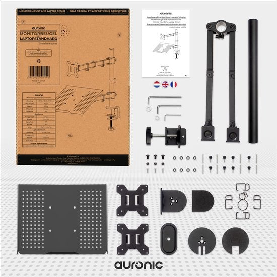 Auronic Monitor Arm - 2 écrans - 13 à 27 pouces - réglable - acier - noir