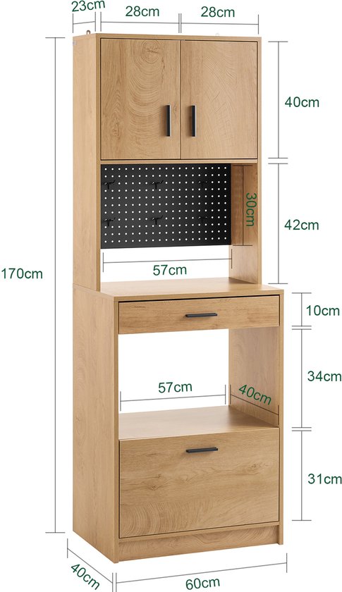 SoBuy FSB98-N Buffet de cuisine - Buffet en bois avec 2 portes et tiroirs