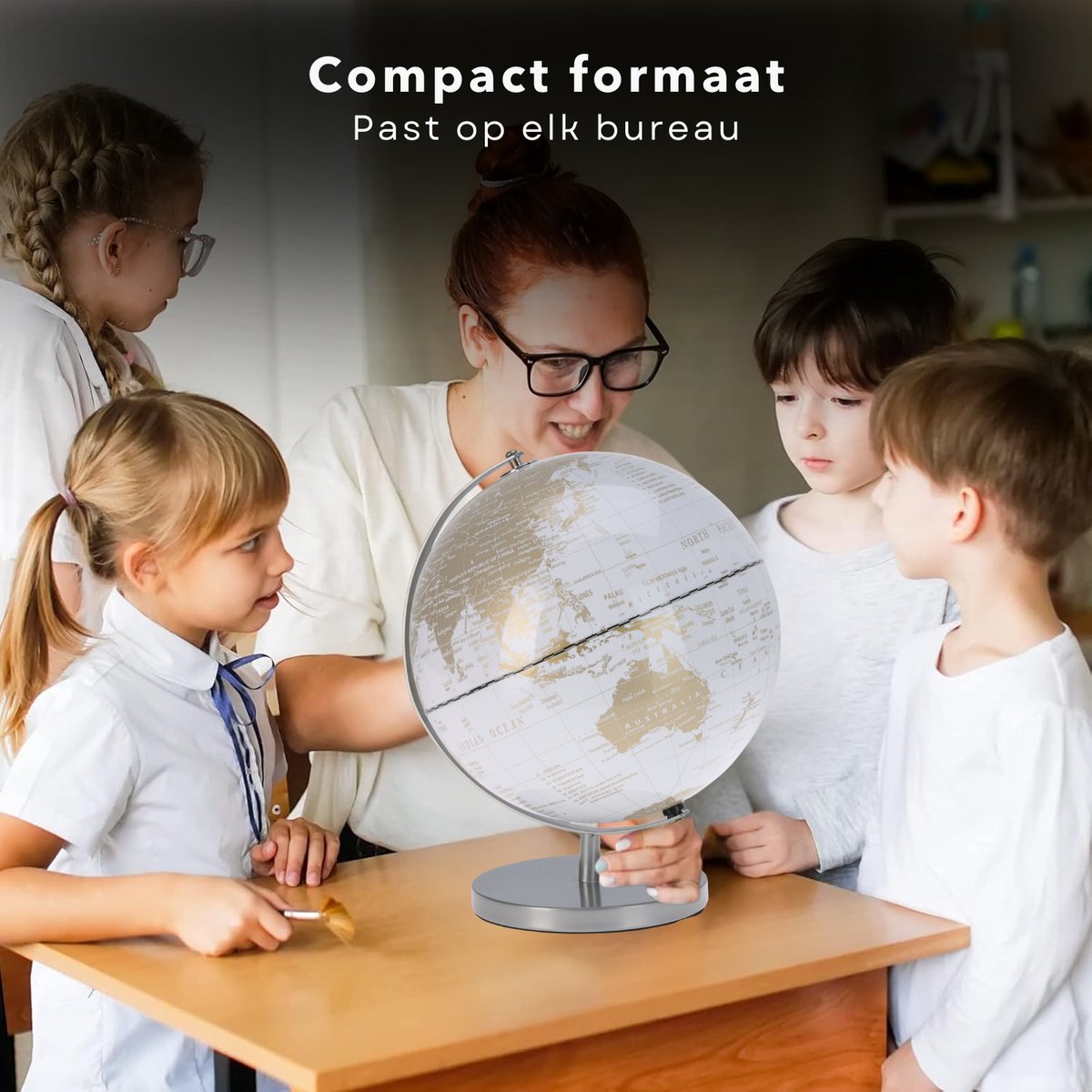 Cheqo® Lampe Globe 31 cm - Globe LED avec éclairage - Or blanc - Lampe Globe USB décorative