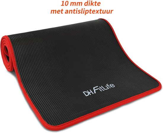 DH FitLife Tapis d'entraînement, tapis de fitness, tapis de sport, 183 x 61 x 1 cm, extra résistant à la déchirure, tapis de yoga, antidérapant et épais, tapis d'entraînement (noir)