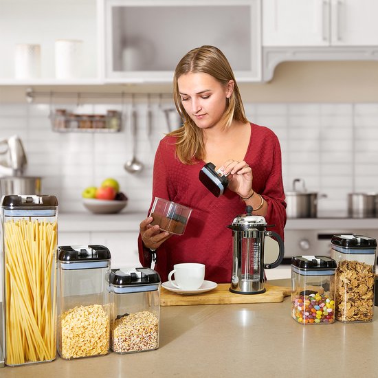 KitchenBrothers Bocaux - 14 pièces - hermétique - étiquettes réinscriptibles - plastique