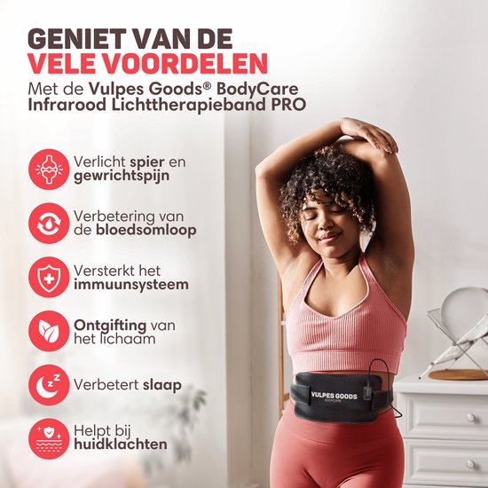 Vulpes Goods® BodyCare - Bande dorsale infrarouge portable - Bande infrarouge - Thérapie infrarouge - Lampe infrarouge - Thérapie par la lumière rouge - Bande chauffante - Thérapie par la lumière rouge - Bas du dos, épaules, cou, jambes - PRO