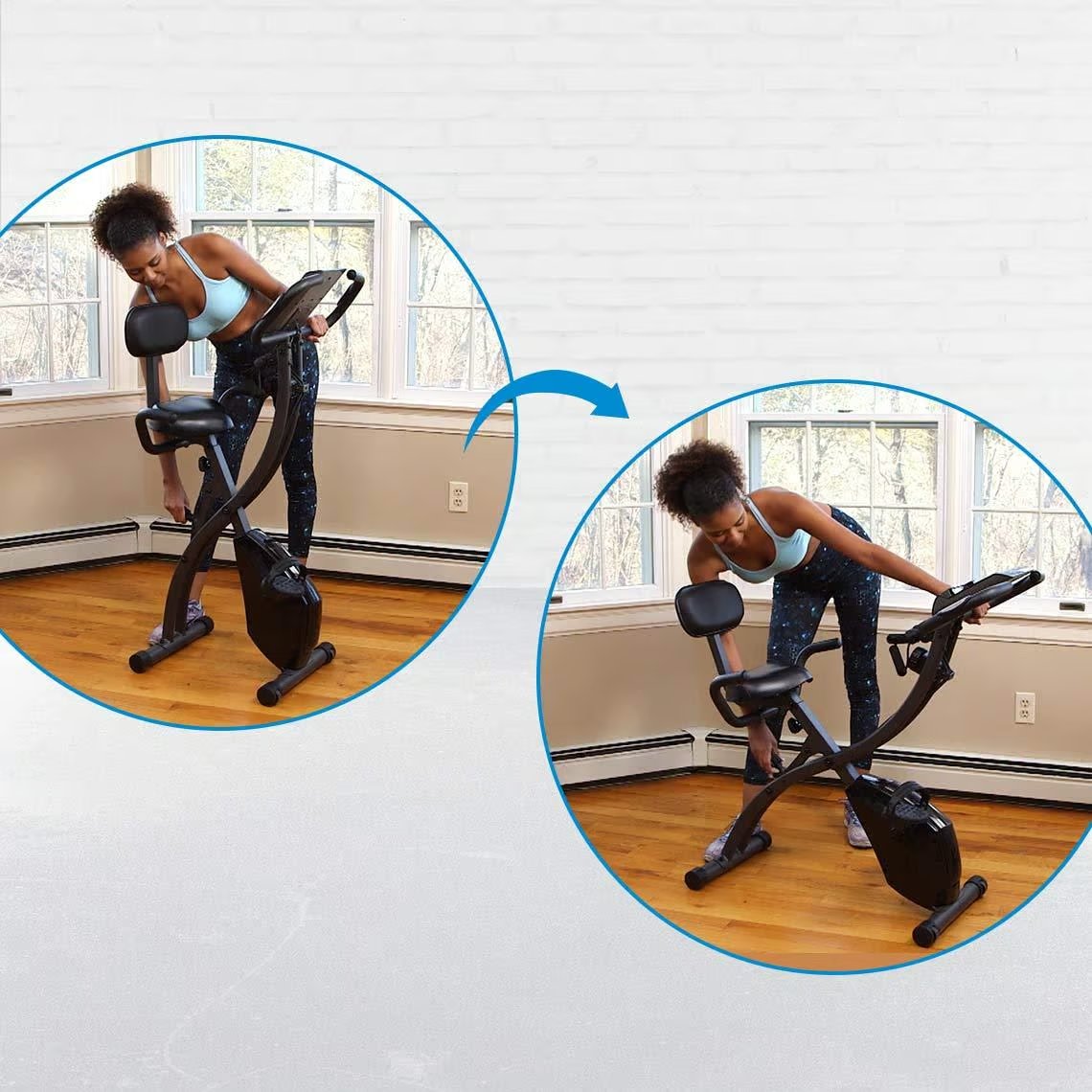 Vélo d'appartement Slim Cycle 3-en-1 - Bandes de résistance incluses - Siège ergonomique XL - 8 niveaux de résistance