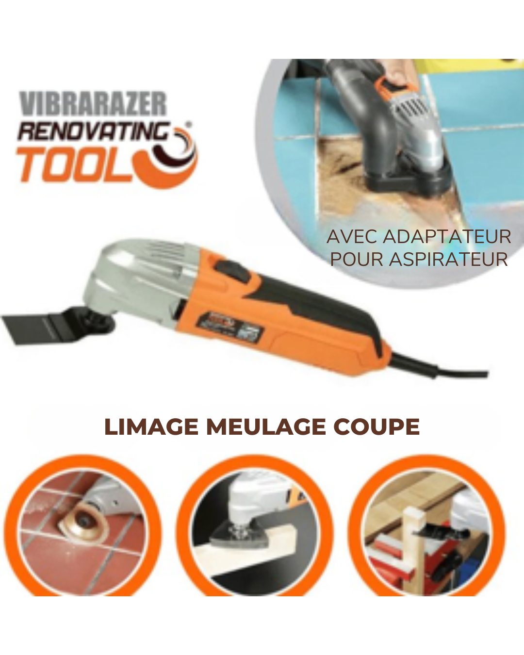 Vibrarazer Pro series - Oscillant - 250 watts - Accessoires inclus - Outil multifonctionnel tout-en-un