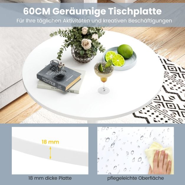 Coast Bistro Table 2-en-1 - Table de bar et table basse ajustable Ø60 cm - Blanc