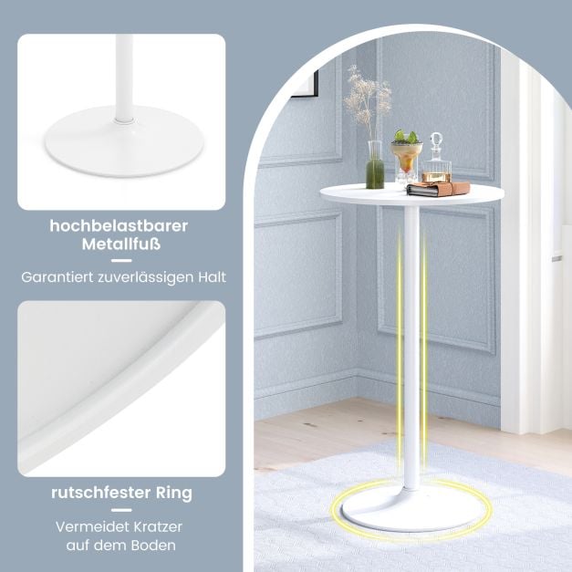 Coast Bistro Table 2-en-1 - Table de bar et table basse ajustable Ø60 cm - Blanc