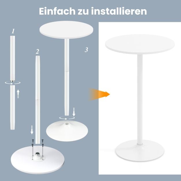 Coast Bistro Table 2-en-1 - Table de bar et table basse ajustable Ø60 cm - Blanc