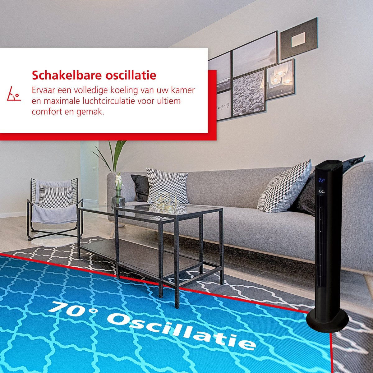 Ventilateur Solis Easy Breezy 757 - Ventilateur sur pied télécommandé - Fonction minuterie - 44.8 dB - 91 cm de haut - Noir