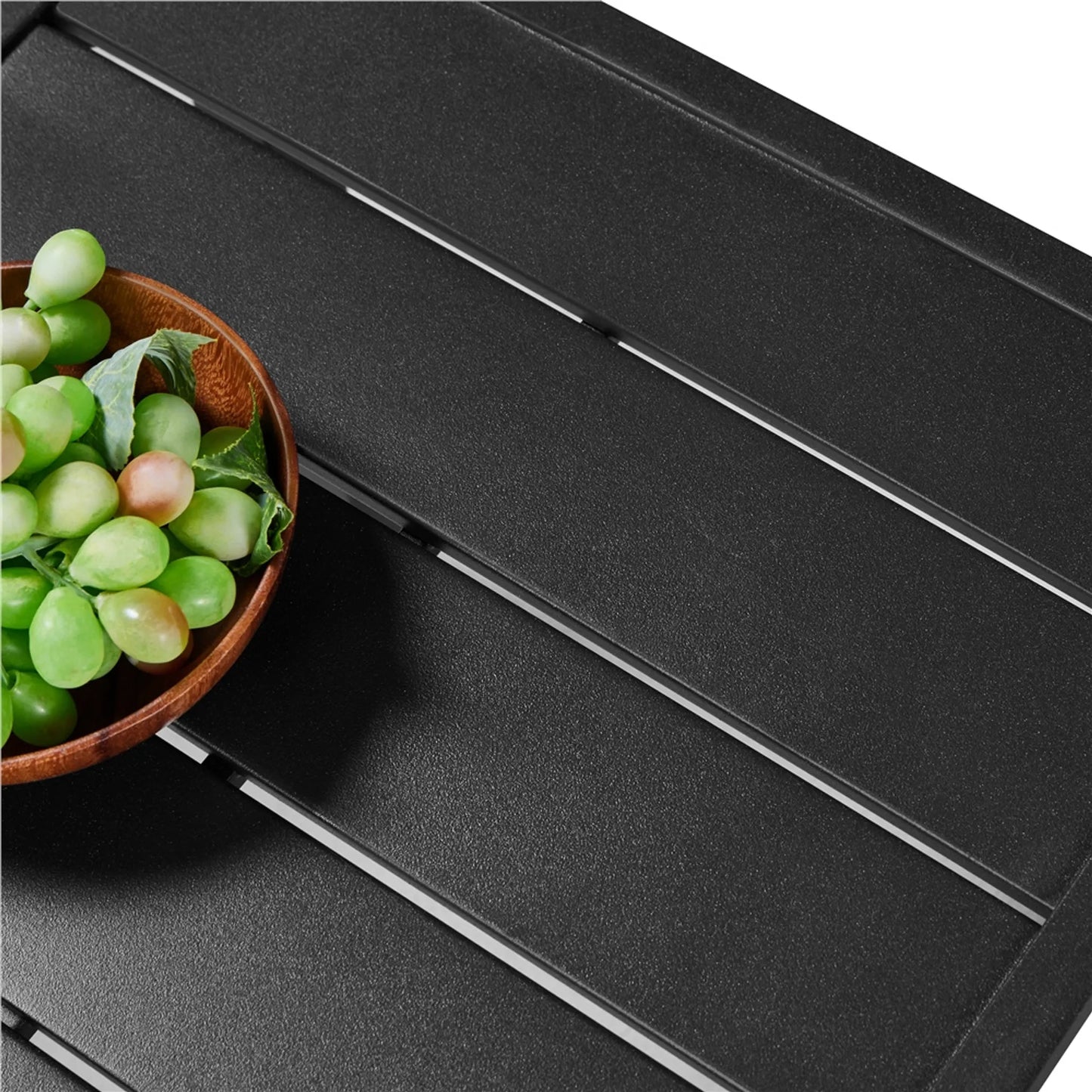 Yaheetech Table d'appoint carrée pour l'extérieur - équipée d'un plateau à lamelles, d'un revêtement en poudre électrophorétique et d'une barre de support - pour le jardin, le balcon et la terrasse - métal noir - 45 x 45 x 45,5 cm