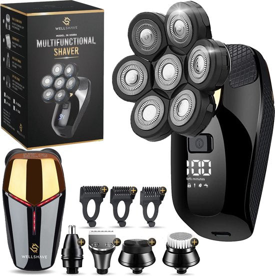 Wellshave 5 in 1 Shaver Men Deluxe - Tondeuse pour le visage et la tête - Rasoir humide et sec - Tondeuse pour le nez - Rasoir pour le crâne