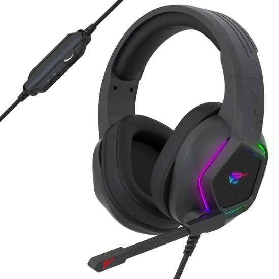 Casque de jeu Strex, avec microphone et éclairage RVB, son surround 7.1, PC / PS4 / PS5 / XBOX / Switch, Noir