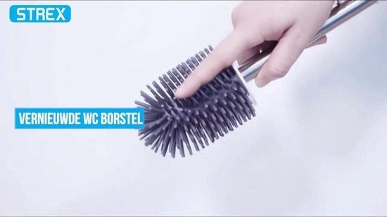 Strex Toilet Brush Silicone with Holder - Quick-drying, Hygienic & Antibacterial Action - Toilet Brush - Toilet Brush Holder
