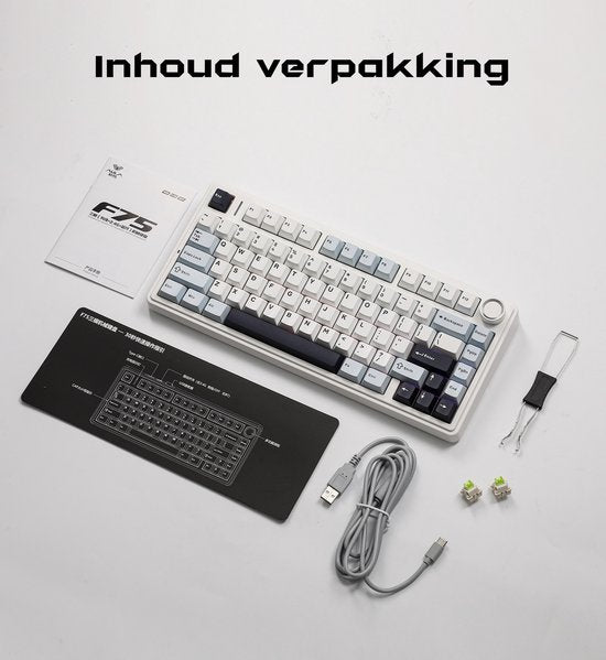 EPOMAKER x AULA F75 - Bleu clair - Clavier mécanique sans fil - RGB - 75 % - QWERTY - Clavier gaming - Commutateurs Reaper