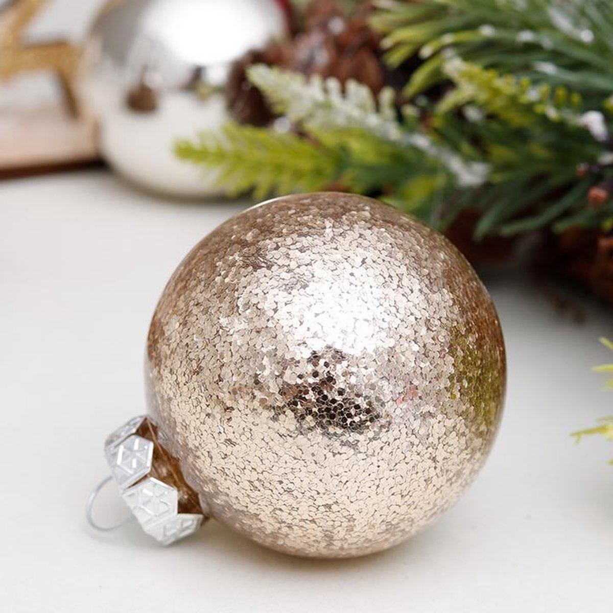 Set de boules de Noël de luxe - 60 pièces - Ø 6 cm - Or et argent - Décoration de Noël de luxe