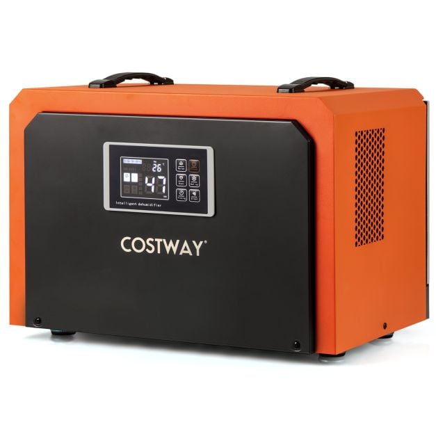 Coast Construction Dryer Orange - Déshumidificateur industriel 60L par jour avec tuyau d'évacuation et minuterie 24 heures - 49 x 31.5 x 32 cm