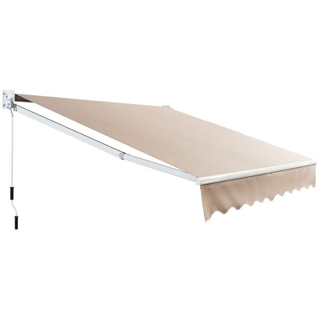 Coast - Parasol manuel - 295 x 250 cm & Angle réglable 40-100 degrés - Equipé d'une longue manivelle et d'un revêtement Pa - Pour balcon, terrasse et cafés - Aluminium beige et polyester