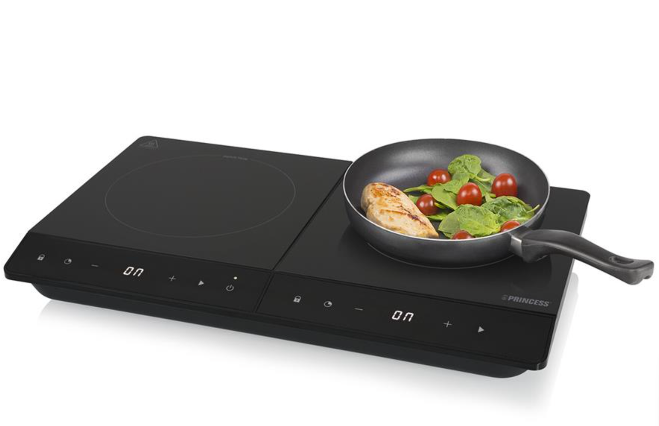 Princess 303031 Plaque à induction double - 3 500 W - Écran numérique - Zone de cuisson de 19 cm - Noir