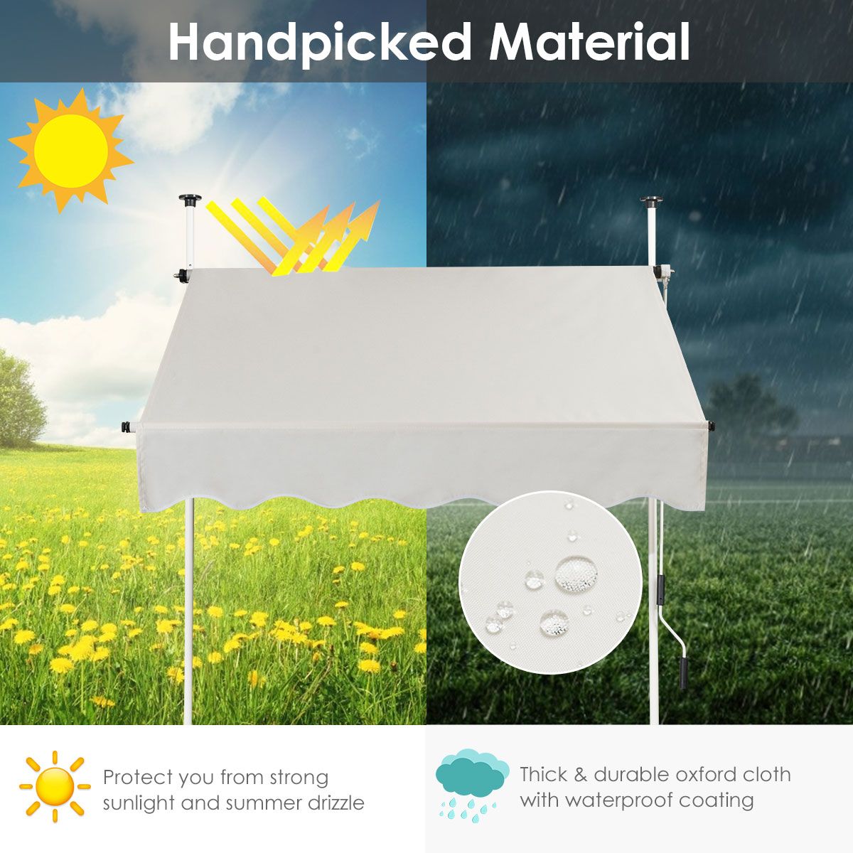 Auvent rétractable - Coast - Imperméable - 150 x 120 cm - Beige