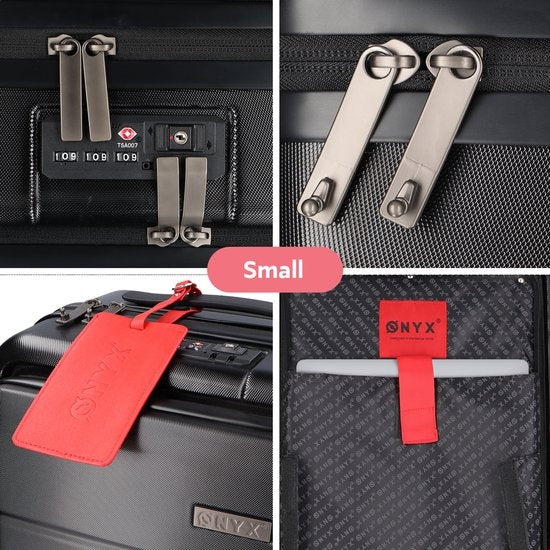 ONYX 2-Piece Suitcase Set - Bagage à main avec poche frontale et valise d'enregistrement - 35L/100 L - Serrure TSA - Trolley léger - Fermeture en aluminium - Noir