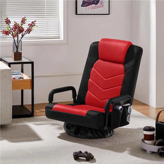 Fauteuil de gaming pivotant Yaheetech – Fauteuil de gaming réglable avec accoudoirs et poche latérale