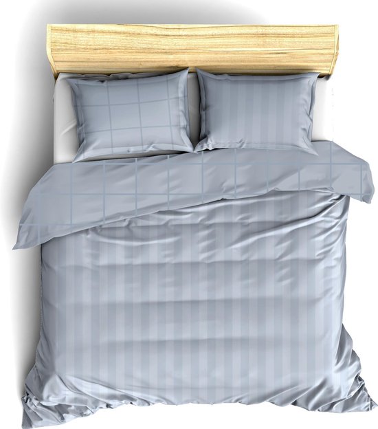 Housse de couette De Witte Lietaer en satin de coton Zygo - Format hôtel - 260 x 240 cm - Bleu