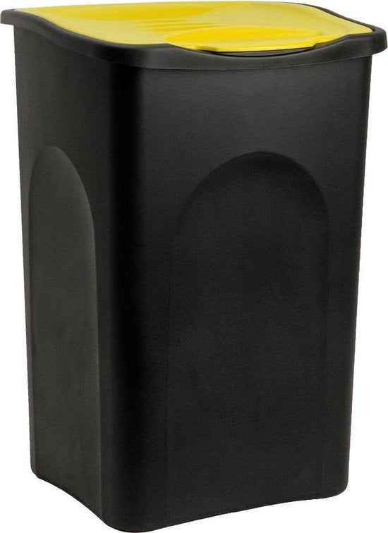 Vuilnisbak 50L - 56x37x39cm - Zwart Geel