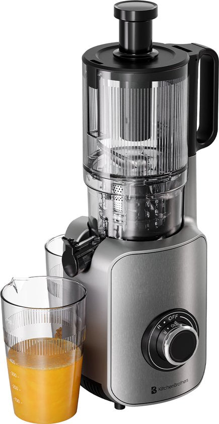 KitchenBrothers Slowjuicer - Vertical - Presse-agrumes - Presse-légumes et fruits - 126 mm - 750 ml - Gris