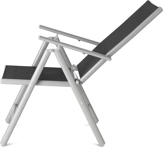 909 Outdoor - Chaises de jardin - Lot de 2 - Dossier réglable - Pliable - Chaises d'assise - Aluminium et Textile - 69 x 56 x 106 cm