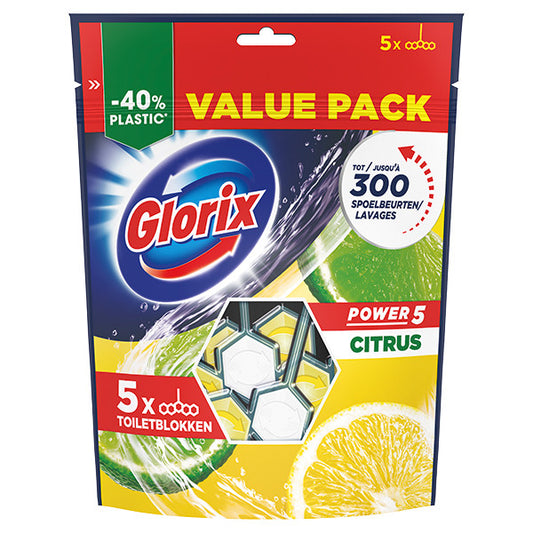 Bloc WC Glorix Power 5 Citrus - 5 pièces, jaune