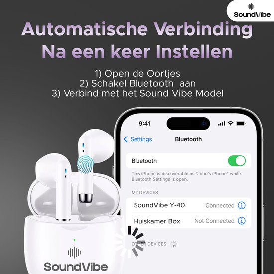 SoundVibe® - Ecouteurs sans fil avec suppression des bruits - Blanc - Ecouteurs Bluetooth - Ecouteurs avec suppression des bruits - Ecouteurs sans fil - Ecouteurs sans fil