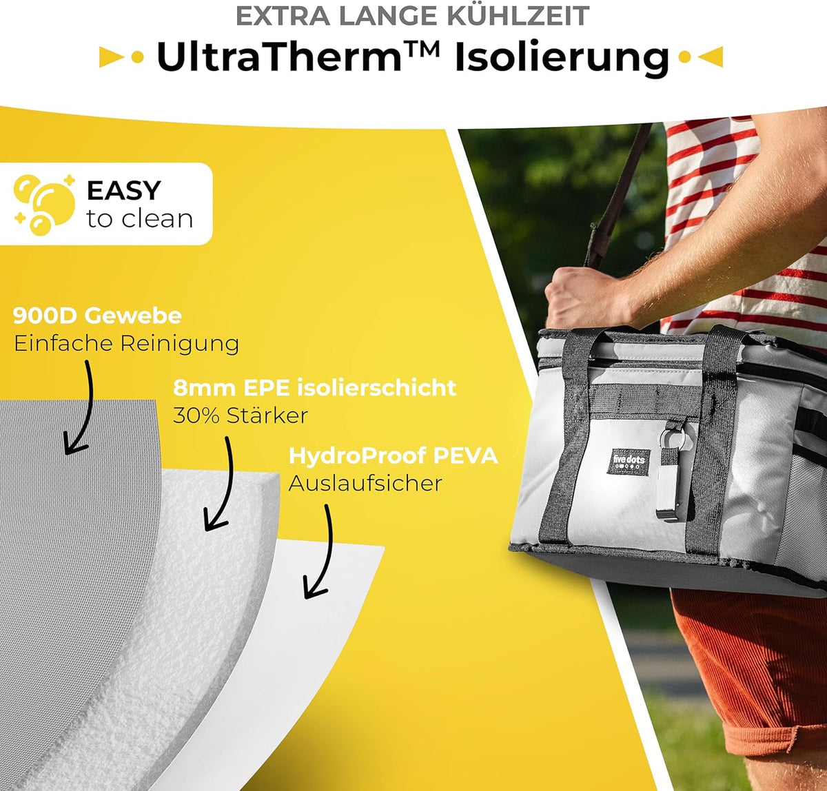 Sac isotherme Five Dots - 17L - Gris - 25 x 33 x 20 cm