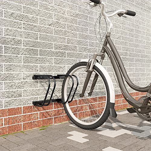 Woltu Porte-vélos pour 2 vélos Métal noir - Fixation au sol et au mur