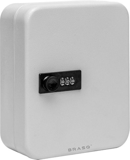 BRASQ Coffre à clés 20 clés avec serrure à combinaison - Coffre à clés, armoire à clés KC300 Gris avec serrure à combinaison