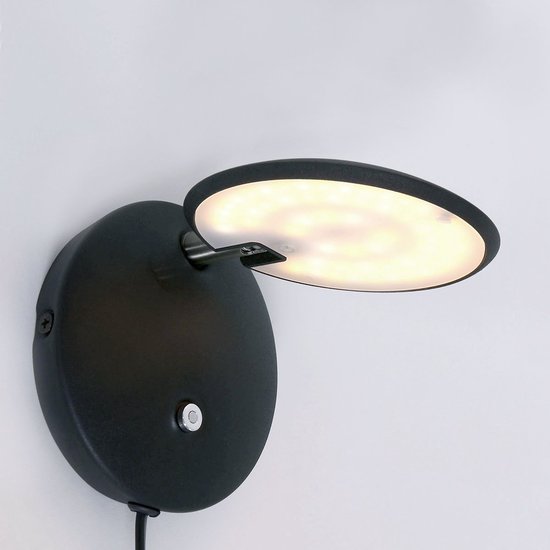 Steinhauer Zenith LED - Applique murale moderne - Noir - H:12cm - Ø:12cm - Universel - Pour l'intérieur - Métal - Appliques murales - Chambre à coucher - Salon