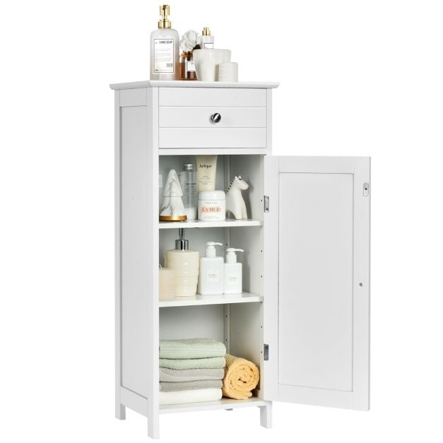 Meuble de salle de bain Coast - 3 étagères et 1 tiroir - MDF - 35 x 30 x 87 cm - Blanc