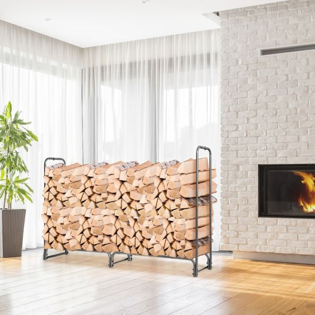Coast Rangement de bois de chauffage pour l'intérieur et l'extérieur - 240 x 35,5 x 122,5 cm - Noir