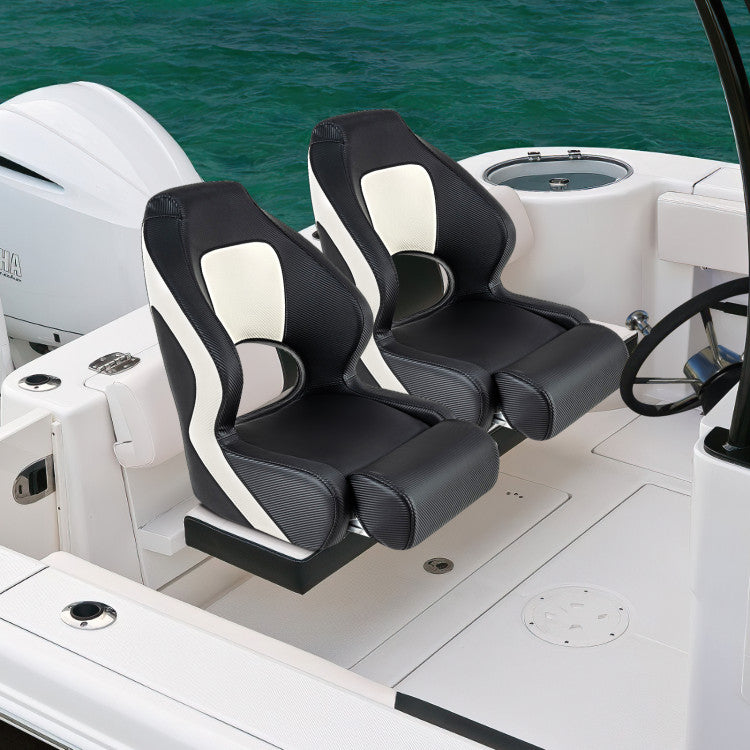 Coast Bucket Seat pour bateau - Cuir PVC - Ergonomique - Max. 150 kg - 56 x 70 x 62 cm - Noir / Blanc
